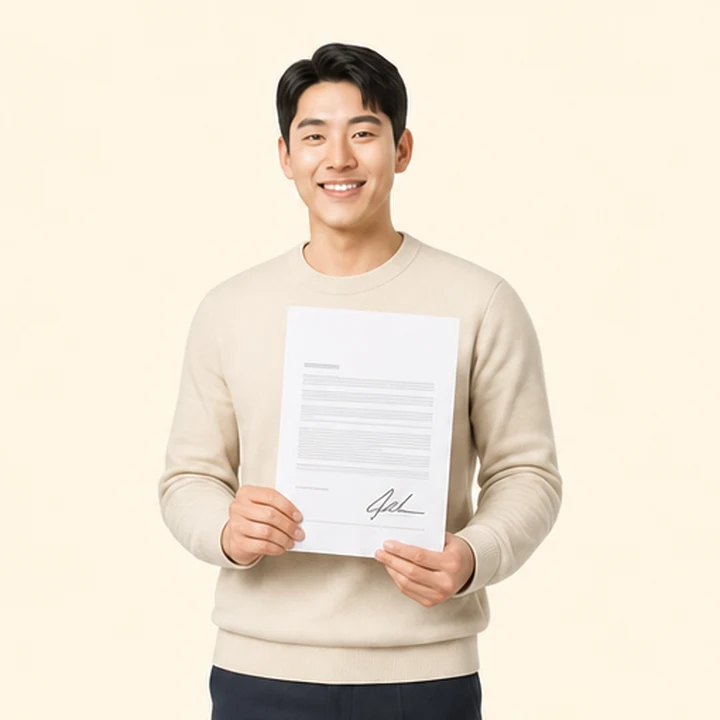 무직자 기아 쏘렌토 장기렌트 서면 견적서를 들고 있는 고객